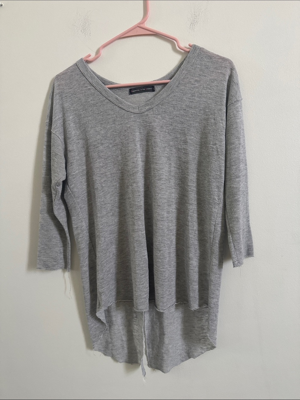happening in the present Light Gray V-Neck Tunic